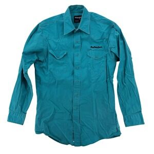 Wrangler Shirt Mens Medium Budweiser Western Pearl Snap Embroidered Long Tail